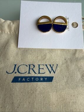 J. Crew Factory Gold and Navy Half-Moon Earrings